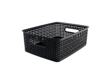 Advantus Plastic Weave Bin Medium 14" x 10.5" x 4.63" Black 36003