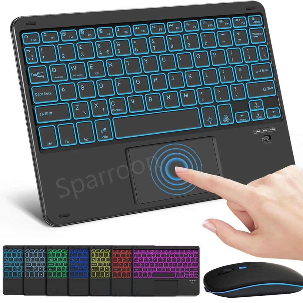 For AIWA 10.1" Pro Wifi Tablet Bluetooth Touchpad Keyboard Case Cover Mouse