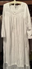 EILEEN WEST White Long Cotton Lace-Trimmed Nightgown - Women's Large