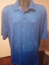 Walter Hagen 11 Majors Polo Shirt Mens 2XL Golf Geometric All Over Print Blue
