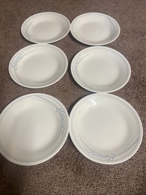 Corelle Blue Lily Bread Dessert Plates 6 3/4  In Diameter Set Of 6