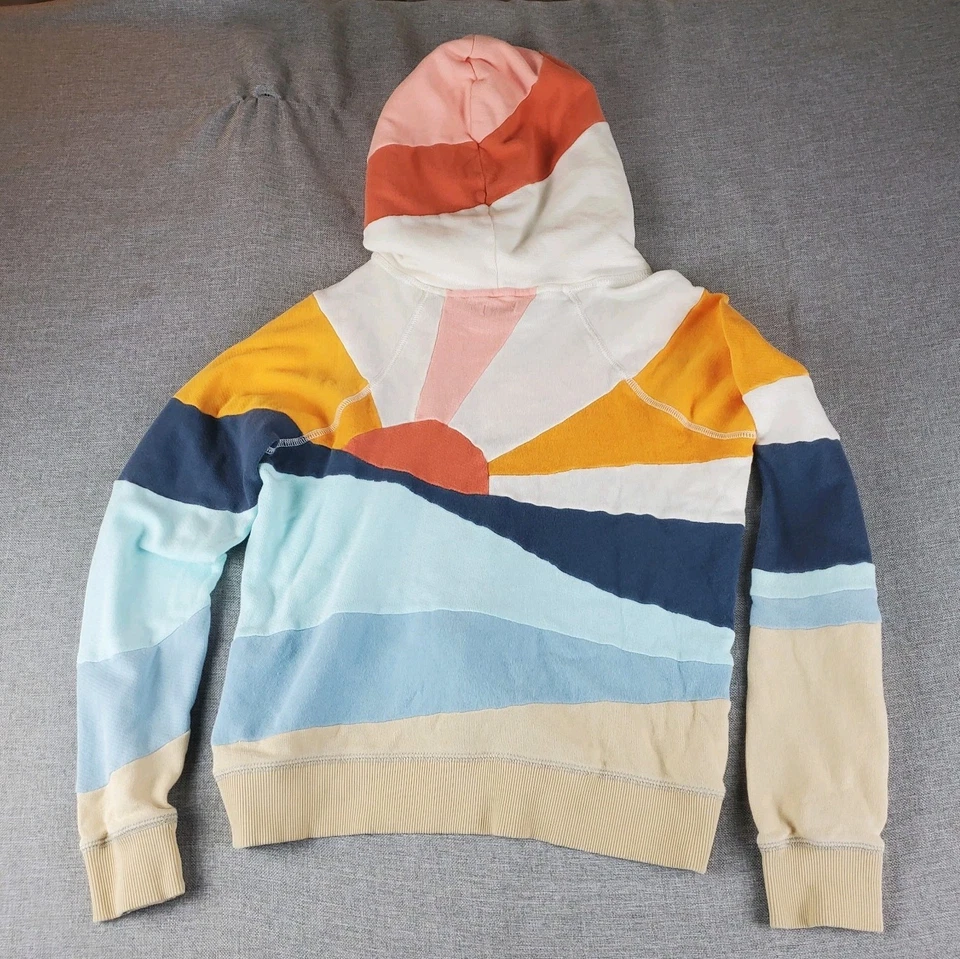 Sudadera Faherty Mujer XS Soleil Abstracto Salida del Sol Rayas Sudadera con Capucha Pullover Foto 3 de 4