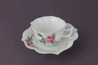 Meissen Mocha Cup Decor Red Rose Square Shape