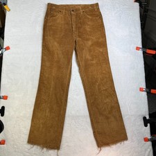 Vintage 80s Levi's Movin' On Corduroy Flared Pants Brown Frayed Retro - 32X32