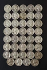 Lot of 39 WASHINGTON 90% SILVER QUARTERS - 1939-1964 Circulated