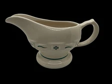 Longaberger Woven Traditions Pottery Classic Green Gravy Sauce Boat Dish USA