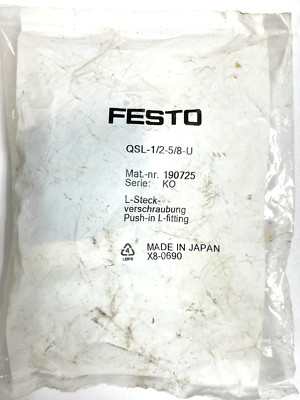FESTO PUSH-IN L FITTING QSL-1/2-5/8-U 5/8'' PNEUMATIC CONNECTION 1/2'' NPT