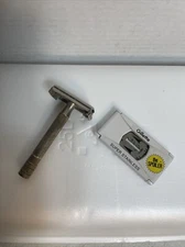 Vintage Gillette  Men's Steel Mid Century Safety Razor Shaver Plus Blades