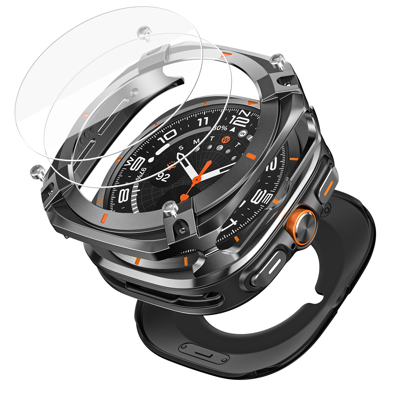 Metal Bumper Case For Samsung Galaxy Watch Ultra 47mm Cover+Tempered Glass Film