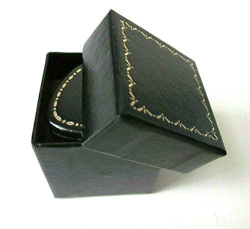 Antique Victorian Style Heart Shape Black/Black Leatherette Small Ring Box-JV3 - Picture 6 of 7