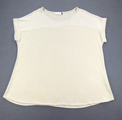Star Vixen T Shirt Top Blouse Women s 3XL Beige Short Sleeve Ribbed