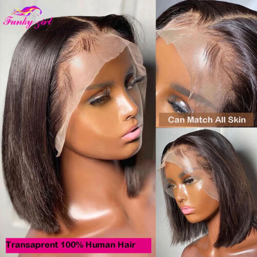 Short Bob Lace Front Human Hair Wigs Pre Plucked Natural Color 4x4 Lace Part Wig - 第 1/21 張圖片