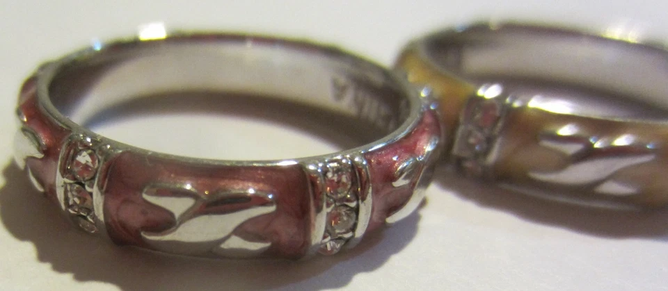 Anillos apilables de cristal esmaltado Lauren G Adams LGA amarillo/rosa  Foto 3 de 4