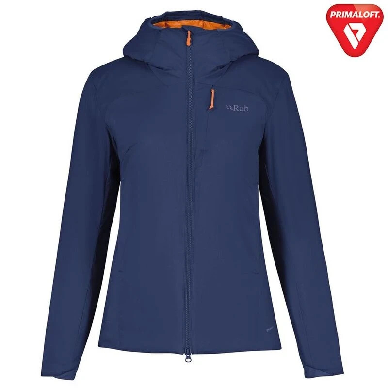 PVP £200 RAB MUJER XENAIR ALPINE CON CAPUCHA AISLADA SENDERISMO ESQUÍ CHAQUETA UK 12
