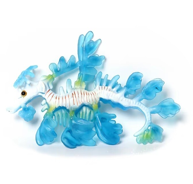 Blue Leafy Sea Dragon Toy Action Figure Small Animal Figurine Doll Gift for Kids