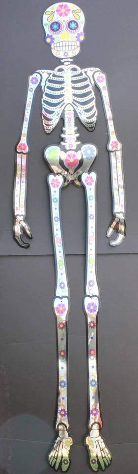 5 FT 60" DOD Silver Paper Cutout Jointed Skeleton Halloween Haunted House - Image 2 of 4