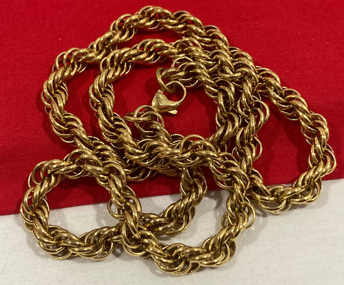 Vintage OTC Italy BZ GEP 18k Gold Plated Thick Rope Chain Necklace 24