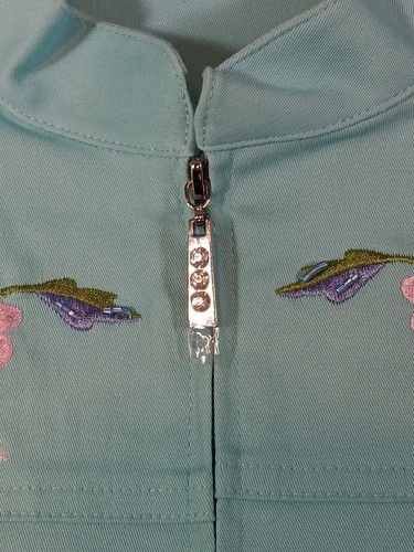 Quacker Factory Jacket Embroidered Floral With Butterfly's Full Zip Medium Twill - Picture 5 of 12