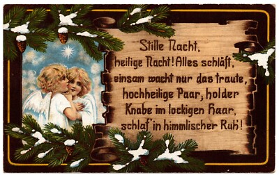 Christmas Postcard-Silent Night-Two Angels-Stille Nacht Mit Zwei Engeln