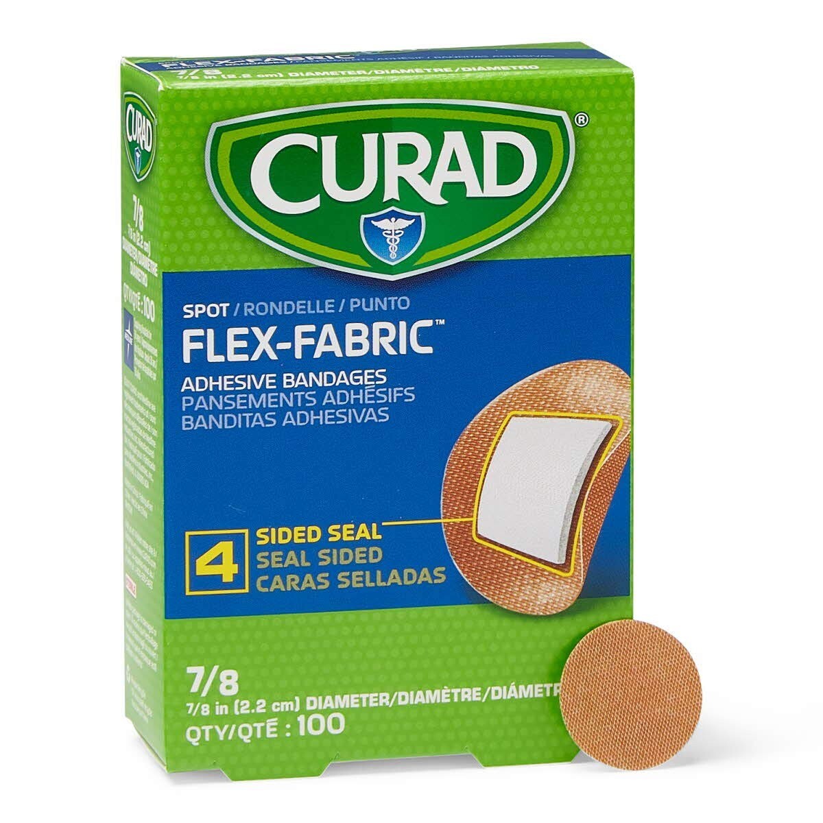 Curad Flex Fabric Spot Adhesive Bandages, Bandage Diameter is 7/8' (Box of 100)