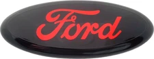 Logo 7" Emblem: Black Oval Red Edge Badge for Ford Grille or Tailgate
