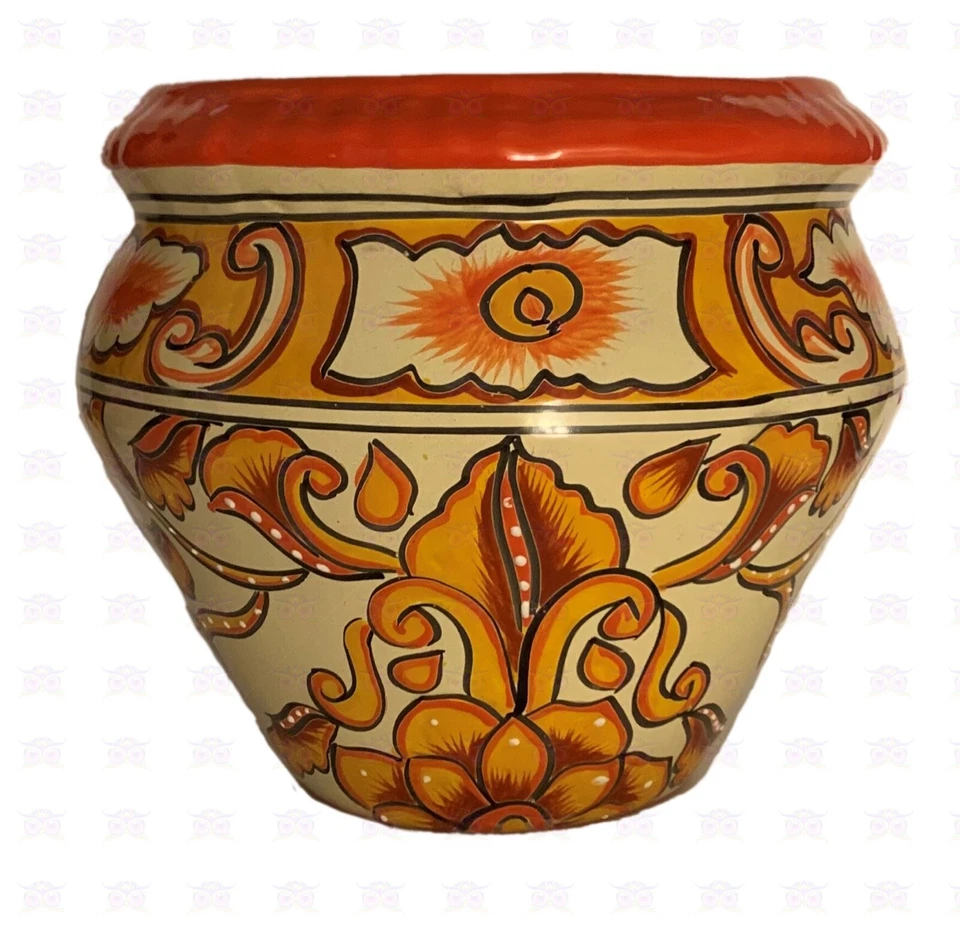 XOOCH MEXICO Talavera Blumenkübel OTTONO GROSS BRAUN-ORANGE, Kunsthandwerk - Bild 2 von 4
