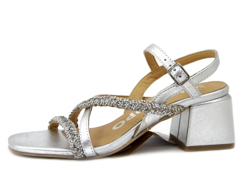 Sandali Donna Gioiello in Pelle Argento 36 Tacco Medio 5 cm GIOSEPPO - Immagine 2 di 4