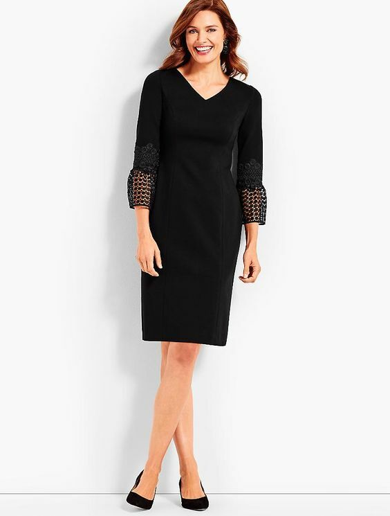 NEW $149 TALBOTS Black LBD Lace-Flounce Ponte V-Neck Dress Sz 2 | eBay NEW $149 TALBOTS Black LBD Lace-Flounce Ponte V-Neck Dress Sz 2 | eBay