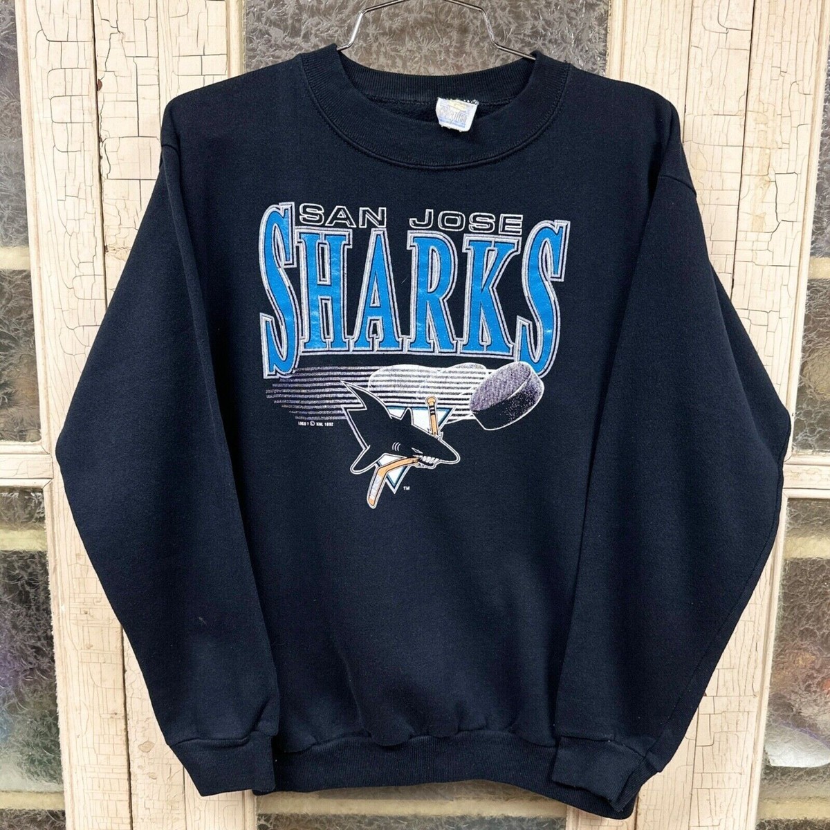 Vintage San Jose Sharks Crewneck Sweatshirt Black Reprint AN41177