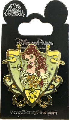 #ad Trading Pin Disney Disneyland Park Princess Belle Jeweled Shield Crest $15.95