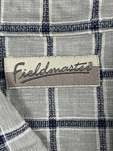 Feildmaster Shirt Men’s L Linen Gray/Blue Plaid Button Up - Picture 5 of 11