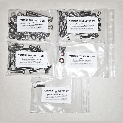 Visserie moteur Yamaha TR3 350 kit vis inox Phillips 1972