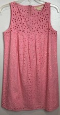 Michael Michael Kors Pink Cotton Eyelet Mini Shift Dress Size 6 Preppy Beachy