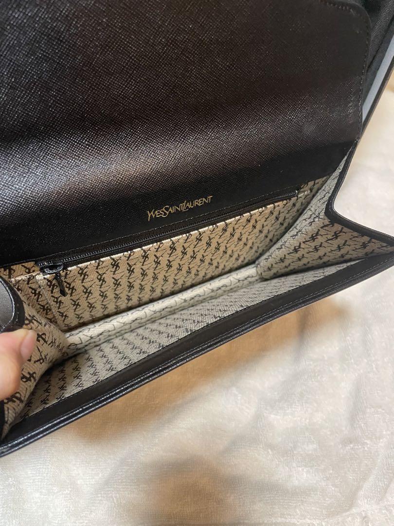 Autentica pochette Yves Saint Laurent in pelle saffiano con scatola e dust bag