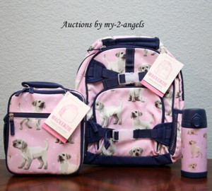 pink backpack and lunchbox