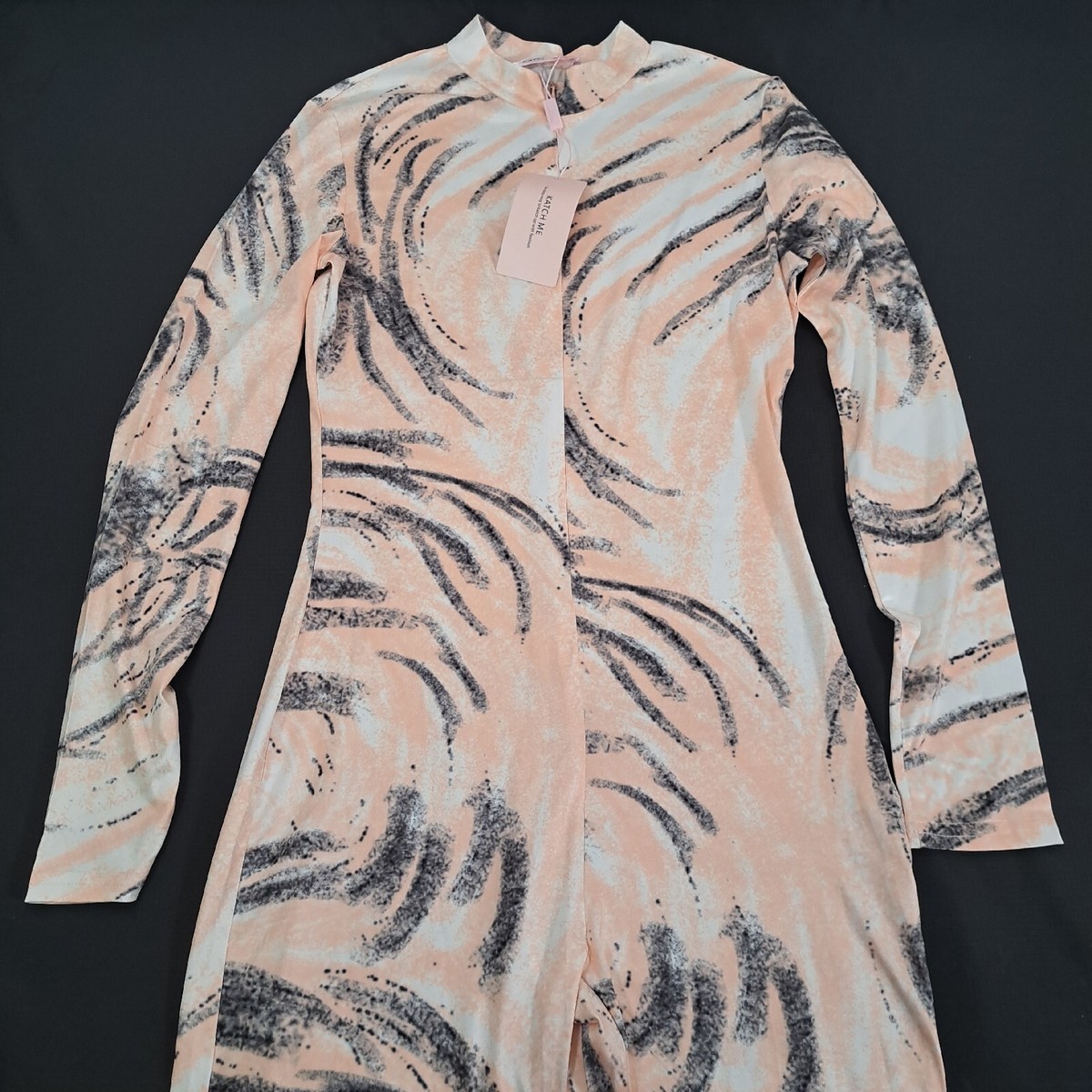 KATCH ME Jumpsuit Long Sleeve Zip White Pink Brown BNWT Women's - Main Image