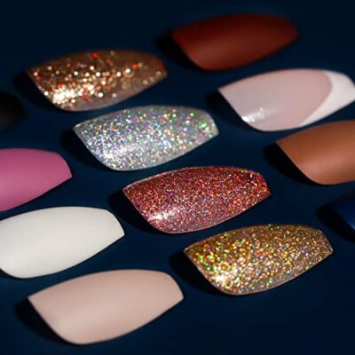 288 Pcs Short Coffin Press On Nails Artificial Acrylic False Nails w/ Nail Glue