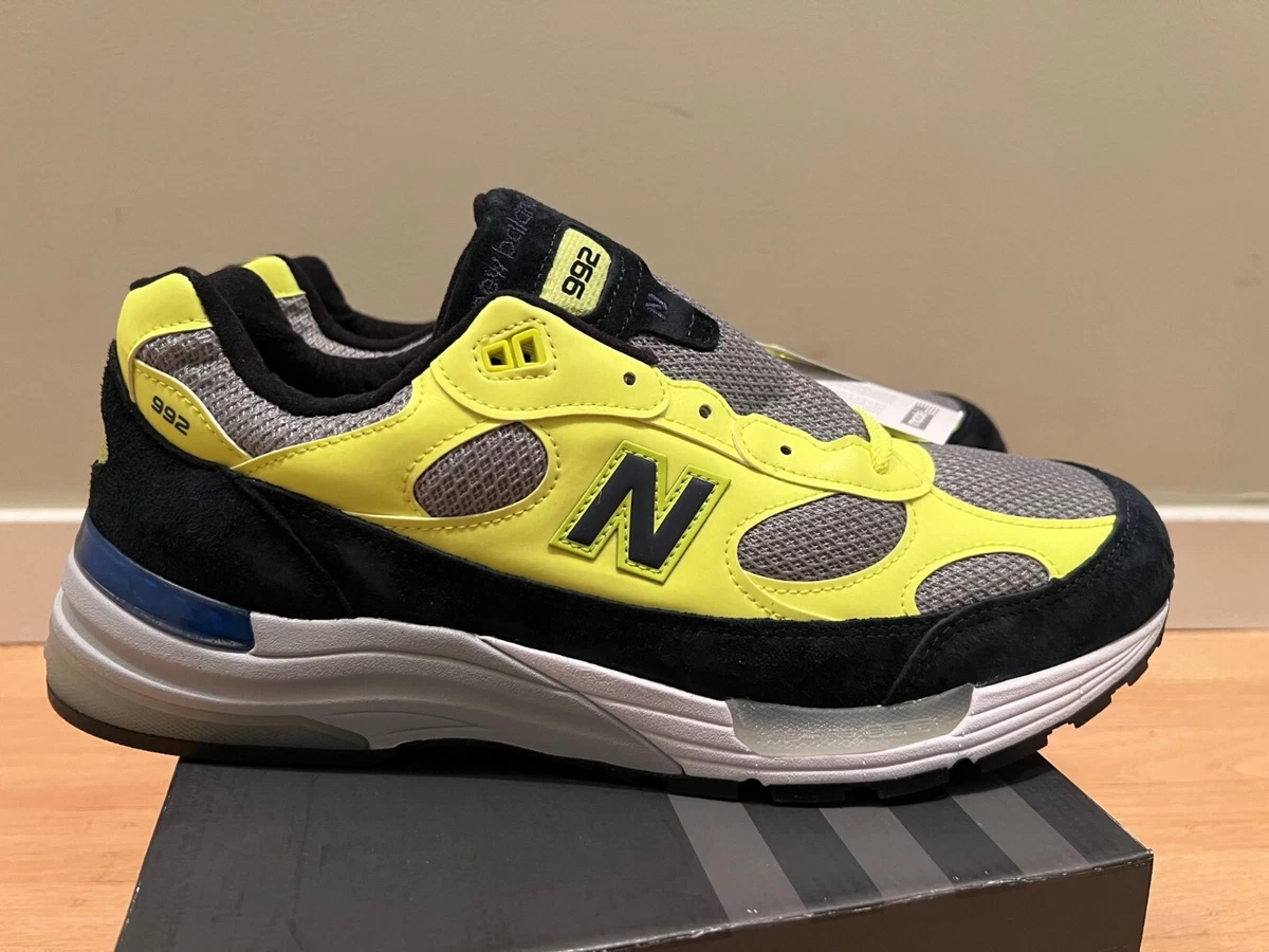 New Balance 992 Black Neon Bright Volt Yellow Grey M992AF Made in 