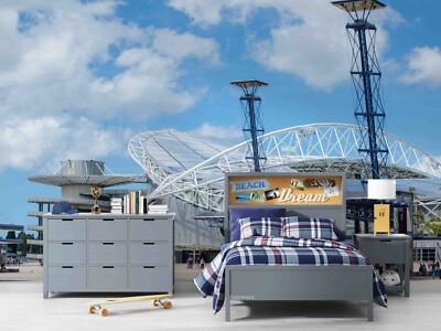 3D Stadium Blue Sky Self-adhesive Removeable Wallpaper Wall Mural
