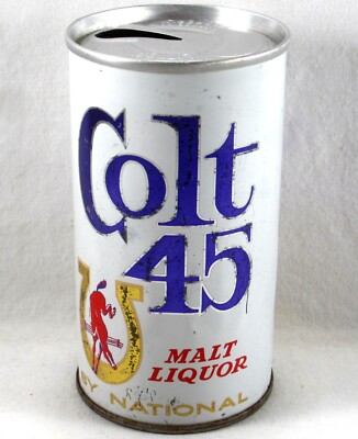 BEER CAN Colt 45 Malt Liquor PULL TAB Straight Steel NATIONAL BREWING 4 Cities