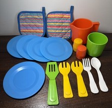 Vintage FISHER PRICE Fun W/Food 1980s Plates Cups Silverware Salt Pepper 16 Pc