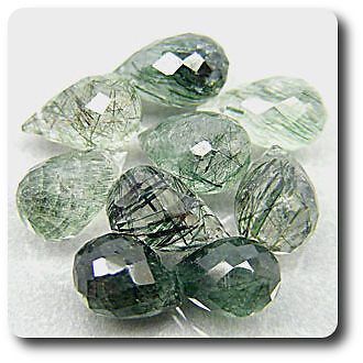 Quartz rutile du Brésil lot 9 pierres précieuses percées 20.05 carats pour collier