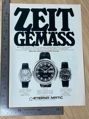 Eterna Matic Eternamatic Sevenday Original Vintage Werbung 1970 Reklame advert