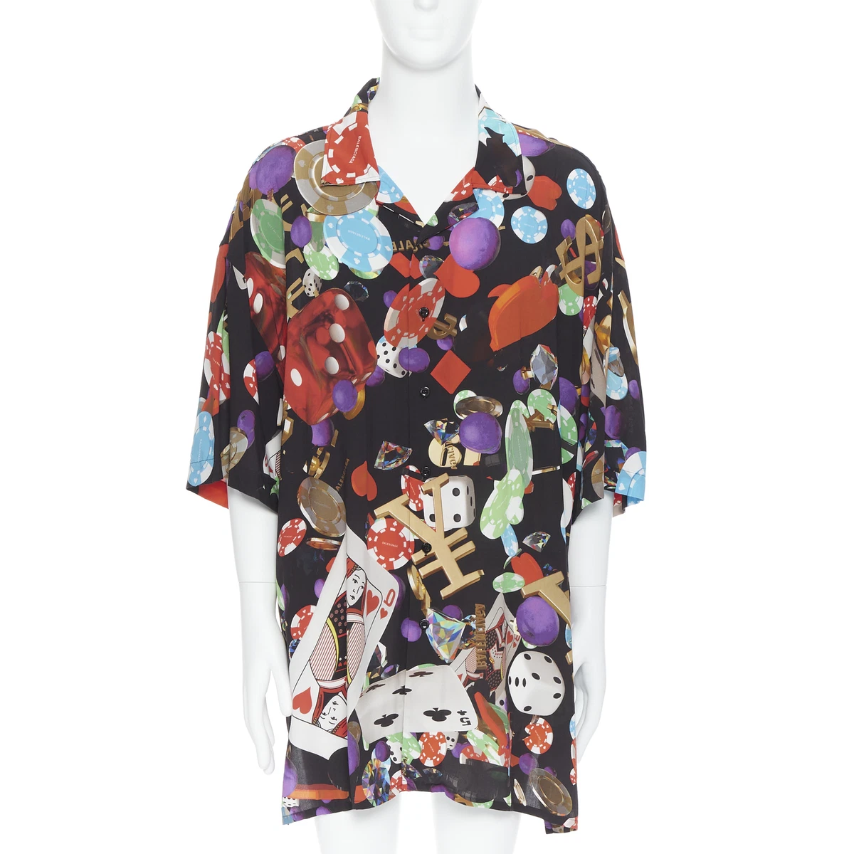 Balenciaga Men's Logo Print Oversized Shirt