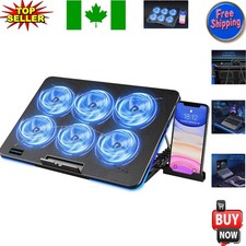Ultra-Quiet 6-Fan Laptop Cooling Pad 12-17in - Adjustable Heights  USB Ports