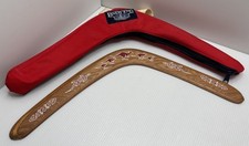 Vintage Wooden Boomerang  Vintage Lands End Carrying Bag