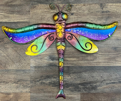 Dragonfly Metal/Glass Garden Wall Decor 21'' x 17.5'' Multi