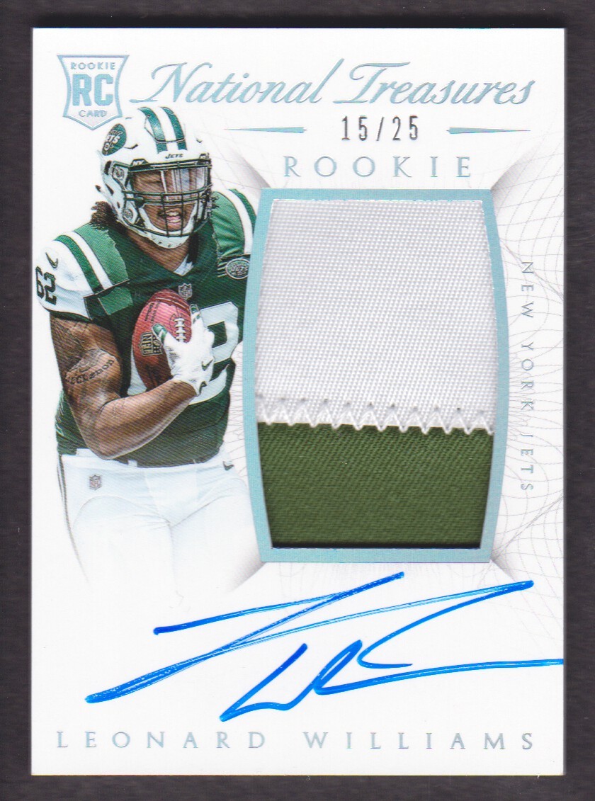 Leonard Williams Panini National Treasures #121 Autograph Patch-Silver