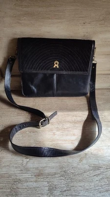 Sac Bandoulière Vintage Authentique – Cuir & Daim – Logo Bijou - Photo 1/4