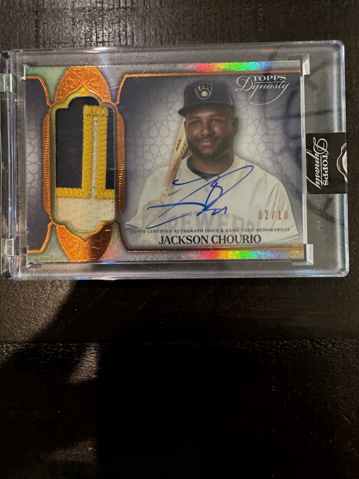 2025 TOPPS DYNASTY JACKSON CHOURIO 3 Color AUTO PATCH /10 MILWAUKEE BREWERS view 1